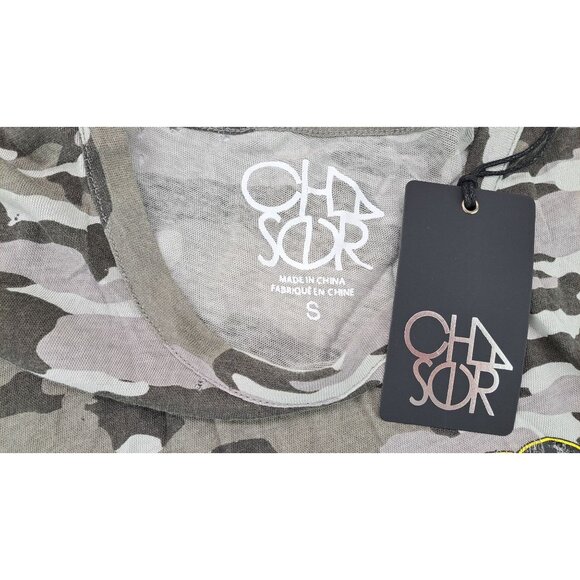 Chaser Distressed Camo T-Shirt Military Style Wing Emblem Women Small New Tee - Picture 5 of 6